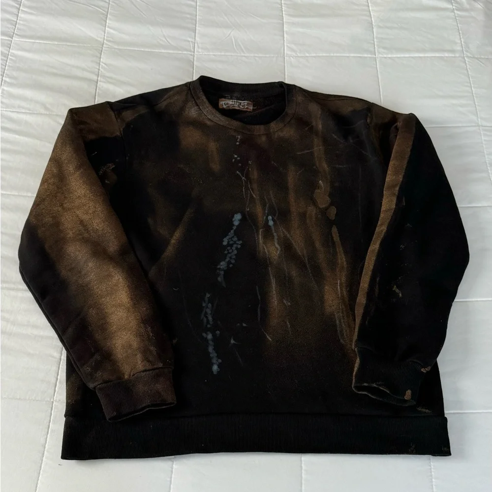 Vintage Black Bleached Crewneck Sweater - Picture 1 of 11